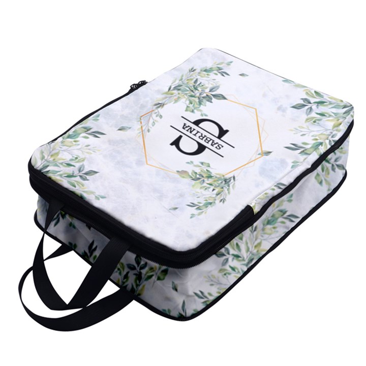 Custom Initial Floral Name Any Text Full Print Foldable Shoe Storage Bag